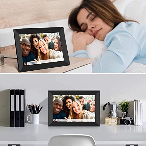 AKImart Marco Digital FRAMEO WiFi de 10.1" con Pantalla IPS táctil (1280x800). Rotación automática, Memoria Interna de 32 GB. Envía Fotos al Instante Desde Cualquier Lugar con la App Frameo