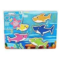 Cardinal Industries 6053347 Pinkfong Baby Shark Chunky Wooden Sound Puzzle - Plays The Baby Shark Song, Multicolor