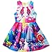 KIDHF Trolls Little Girl Princess Cartoon Party Princess Dress (Color,110/3-4Y)