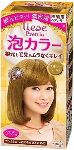 KAO Japan Liese Prettia Creamy Bubble Hair Color for Dark Hair (Milky Biege)