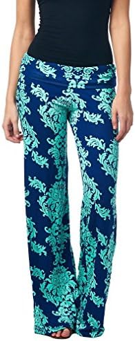 Designer97 Daisy Printing Womens Trousers Harem Wide Leg Palazzo Pants Large Green