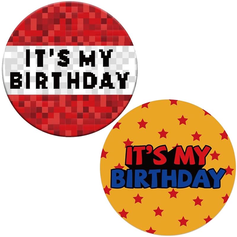 Vmoomax 2pcs It’s My Birthday Badge Pin, 2.3in Round Happy Birthday Button for Boys, Girls, Men & Women, Party Accessory for Celebrations, Photo Props and Fun Decorations