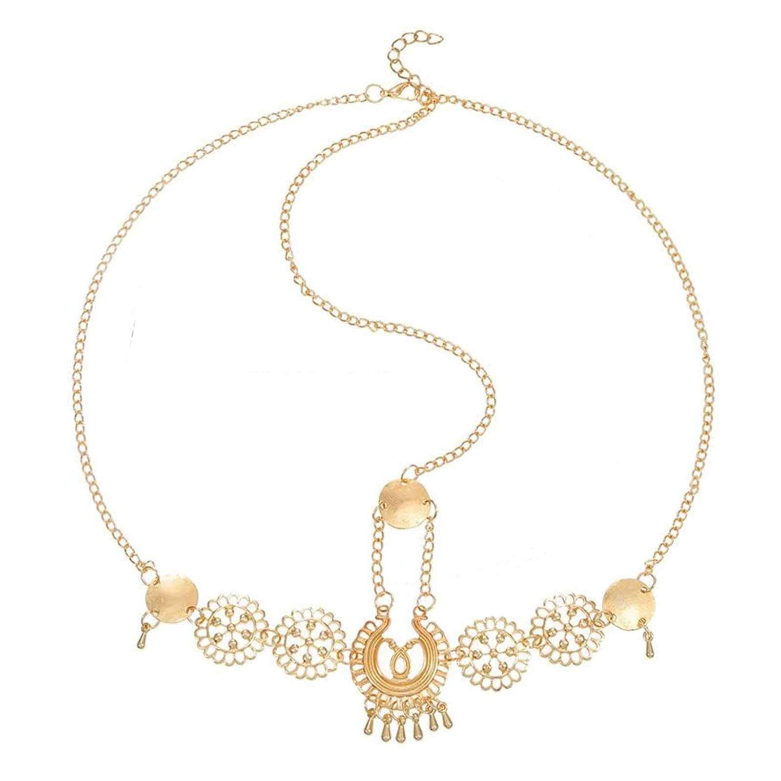 Boho Gold Vintage Headpiece with Water Drop Tassel - Festival Headband for Women and Girls