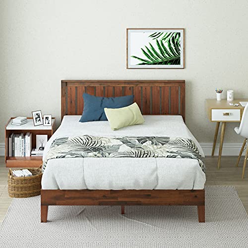 ZINUS Vivek Deluxe Wood Platform Bed Frame with Headboard / Wood Slat