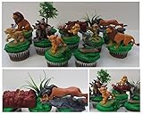LION KING 11 Piece Birthday CUPCAKE Topper Set Featuring Simba, Nala, Scar, Timon, Zazu, Hyena's, and Mufasa, Themed Decorative Accessories, Figures average 2