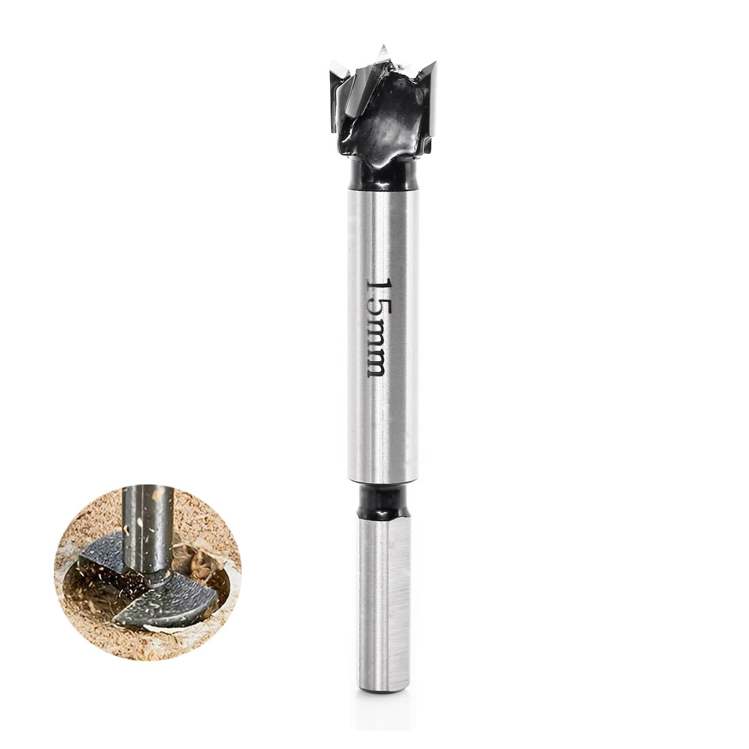 Sinoprotools Forstner Bit 19/32 Inch 15mm - Carbide Tipped Forstner Drill Bits - Forstner Bits for Woodworking Hole Saw Auger Opener, Drilling Boring Bit, for Hard Wood Plastic Plywood