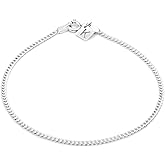 KEZEF Sterling Silver Bracelets for Women - 2mm Miami Cuban Chain Bracelet | Dainty Silver Bracelet Anklet for Woman, Men and Girls - Diamond Cut Elegant Durable Link Chain | 10" - 11" Length