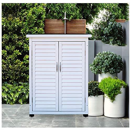 ZHOUAICHENG Gartenschrank Outdoor Rasenschrank Wasserdicht Sonnenschutz Doppeltür Schrägplatte Ölfilzdach… – Bild 4