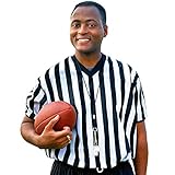 Men's Official Striped Referee/Umpire V-Neck Jersey by Crown Sporting Goods (X-Large)