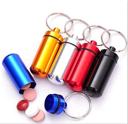 TXY 5x Waterproof Aluminum Alloy Pill Cases with Key Chains Outdoor Camping Traveling Running Air-tight Pill Boxe Bottle Storage Drug Holder