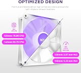 NZXT F140 RGB Core 140mm Hub-Wired RGB Fan 8 LEDs PWM CAM White view 3