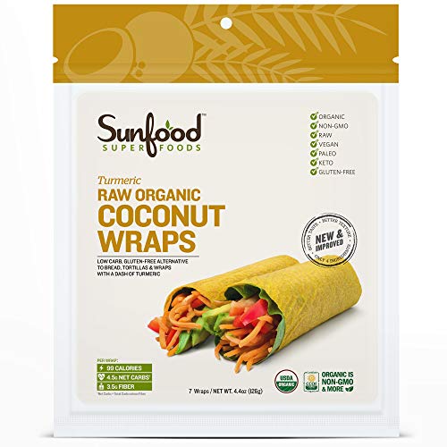 Sunfood Superfoods Turmeric Coconut Wraps Raw Organic 7 ct