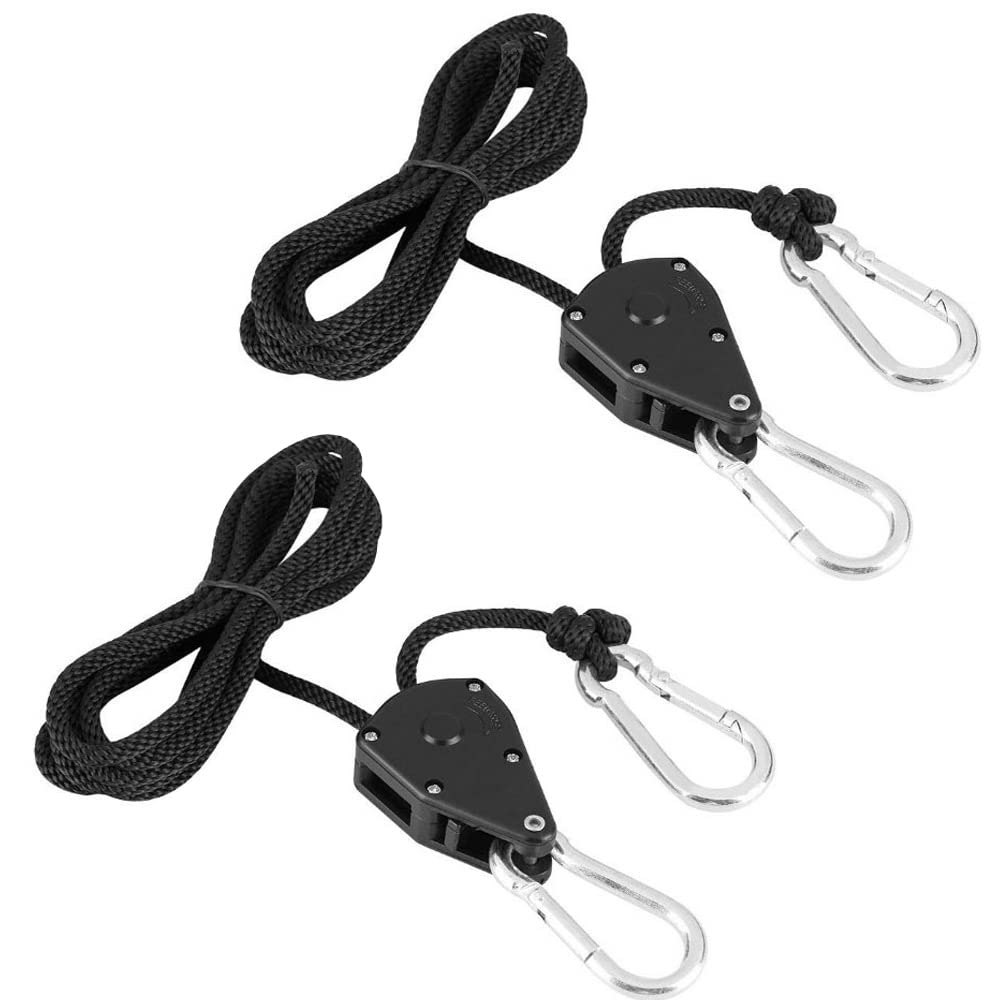 2 Pieces Retractable Hanging Basket, Pulley Hanging Baskets, Adjustable Rope Hangers, Adjustable Ratchet Hanger, for Grow Plant Fan Filter Light Room Equipment, up to a Maximum Weight of 68 kg