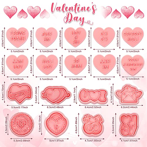 18 Pieces Valentine's Day Cookie Cutters Conversation Hearts 3D Cookie