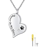 Ladytree Cremation Urn Necklace for Ashes 925 Sterling Silver Forever in My Heart Keepsake Memorial Pendant Waterproof Urn Jewelry for Women Men