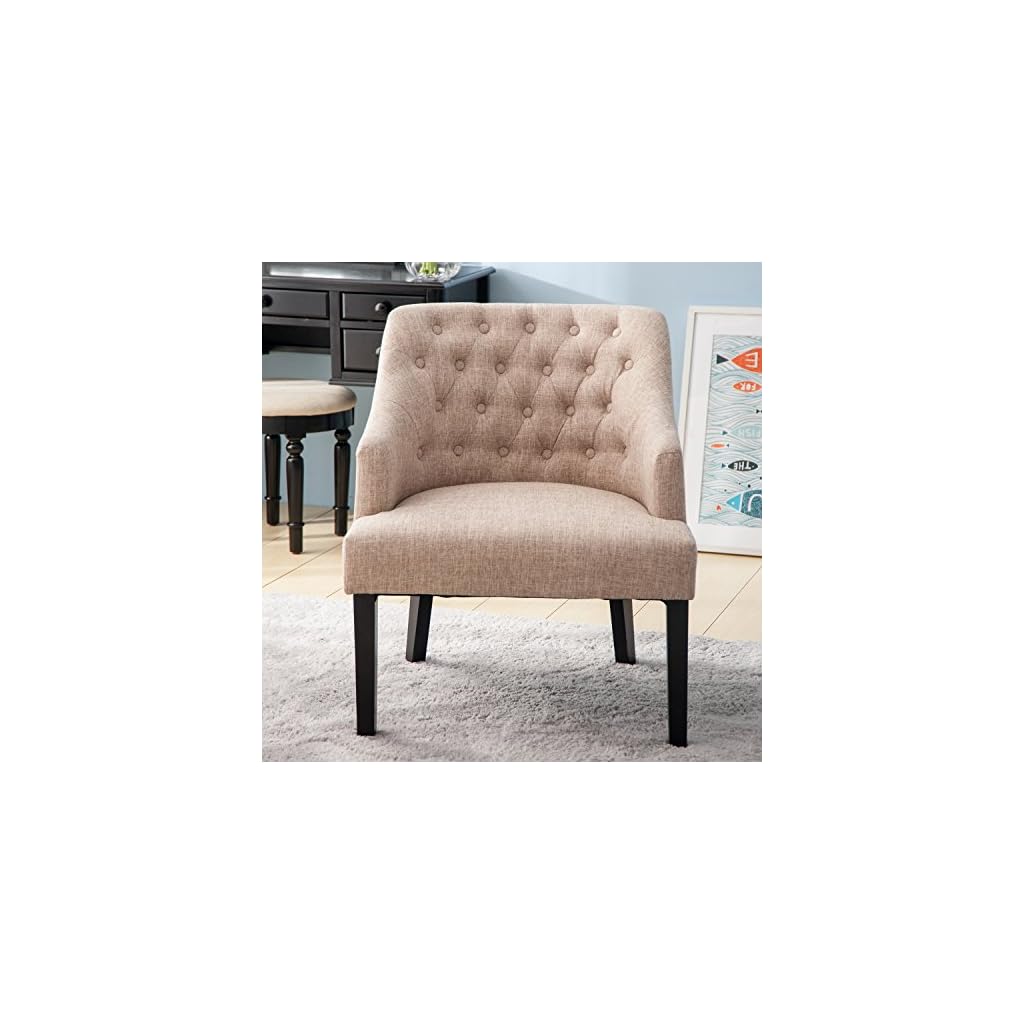 Merax Contemporary Accent Button Tufted Wingback Curved Backrest Arm