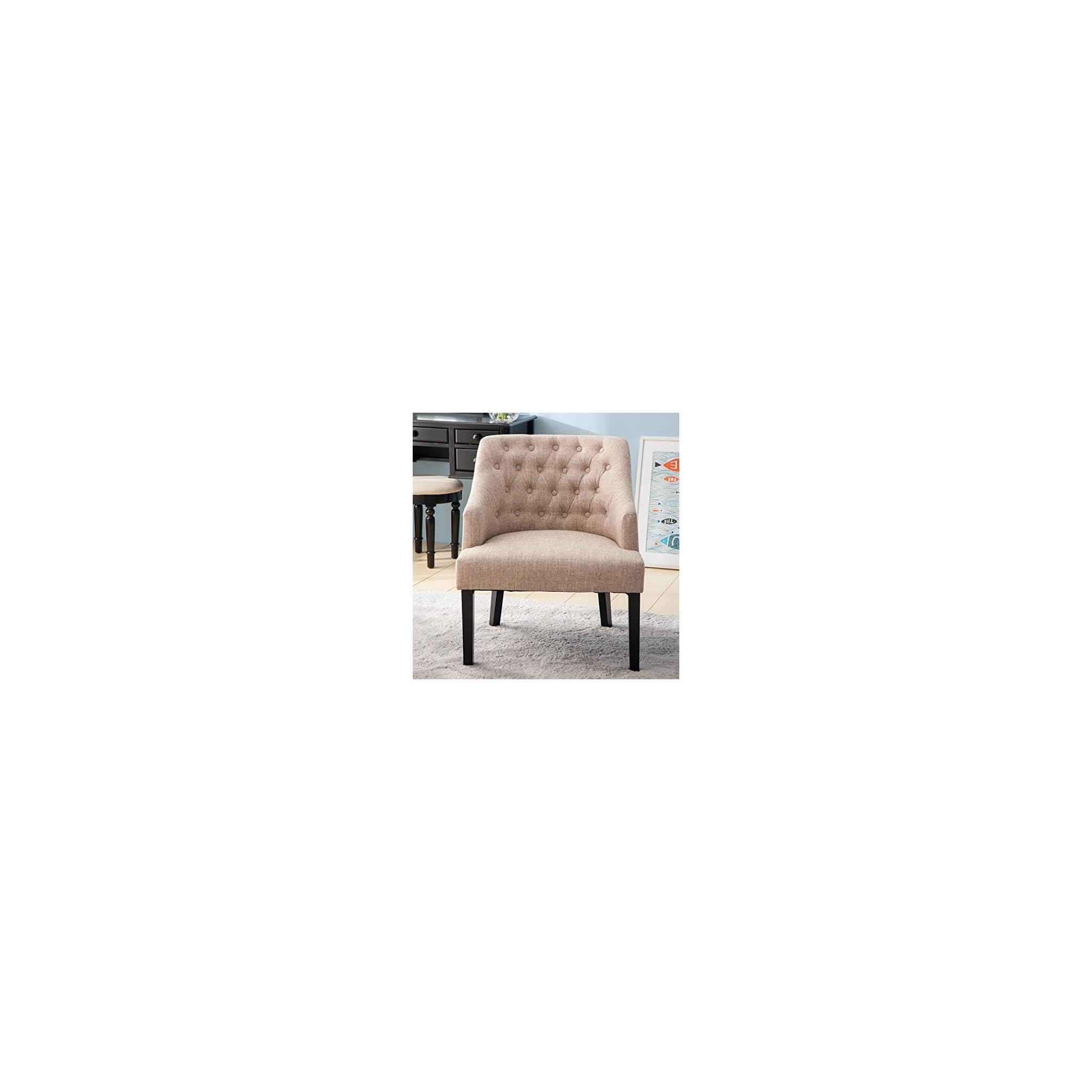 Merax Contemporary Accent Button Tufted Wingback Curved Backrest Arm