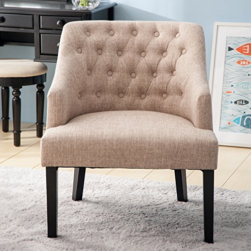 Merax Contemporary Accent Button Tufted Wingback Curved Backrest Arm