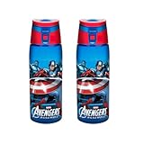 Zak! Designs Tritan Water Bottle with Flip-top Cap with Avengers Assemble Graphics, Break-resistant and BPA-Free Plastic, 25 oz., Set of 2