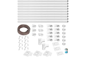 OVO Complet Central Vacuum 3 inlets Installation kit with 48 ft PVC Pipe and Fittings Included, White (INST-3P-WH-NAD)