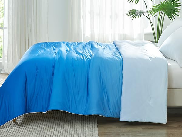 Elegear Cooling Comforter King Absorbs Body Heat to Keep Cool, Double-Sided Cooling Blanket for Hot Sleepers Arc-Chill Cool Fabric Q-Max>0.5, Lightweight Summer Comforter Cold Blanket, deep blue