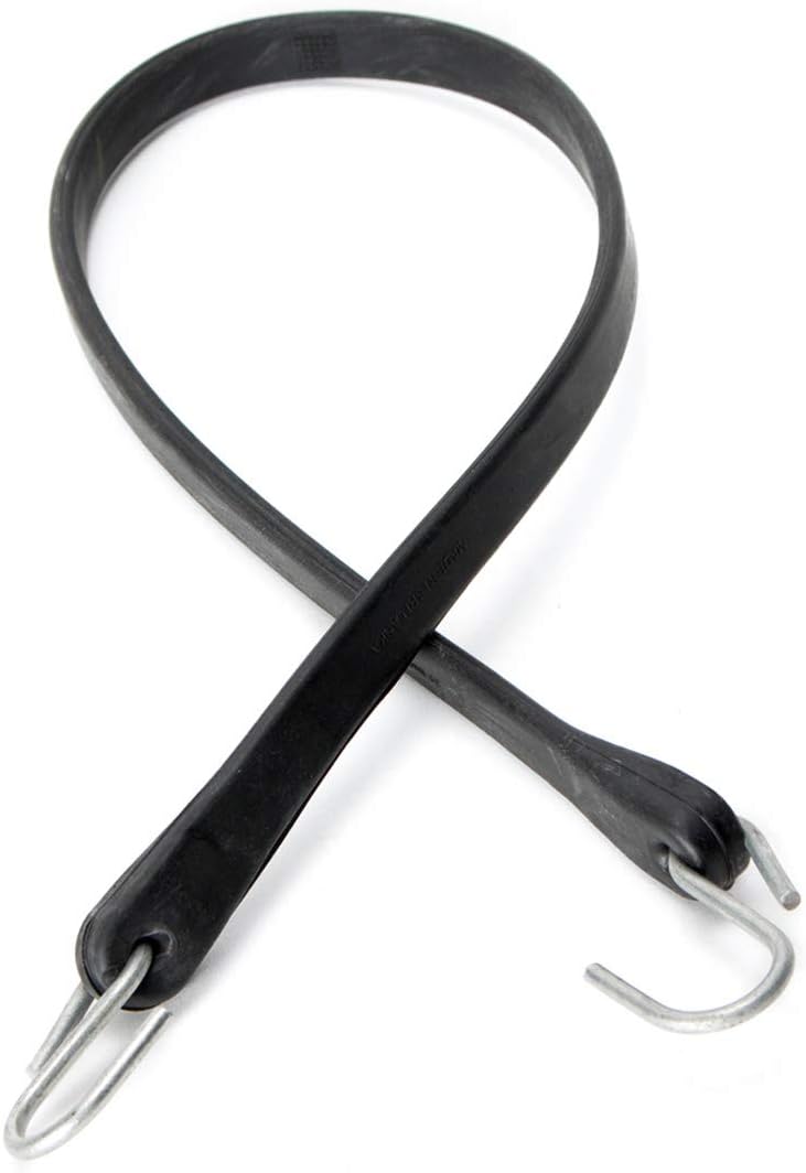 50 Tarp Straps for Flatbed Trailers, 21" Long Natural Rubber Bungee Cord Tie-Downs Ideal for Securing Tarps, Canvases, Cargo in Cold Climates | Tie-Downs w/Metal S-Hooks - - 
