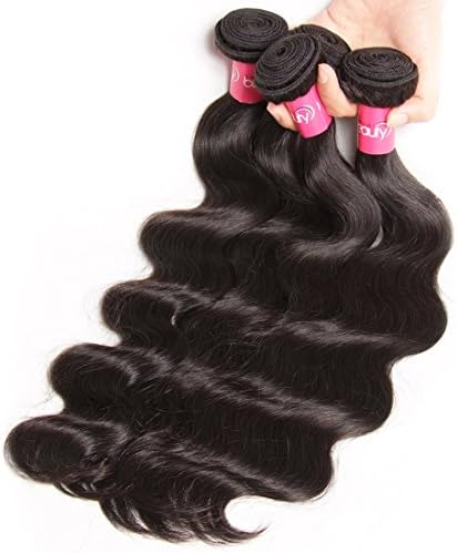 Klaiyi Hair Malaysian Body Wave Virgin Hair 3 Bundles Grade 10A Raw Virgin Human Hair Extensions Weave Natural Hair 95-100g/pc (14 16 18Inch)