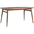 Walker Edison Mid-Century Modern Solid Wood Tapered-Leg Dining Table, 59 Inch, Walnut
