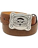 Nocona Boys' Tooled Billet Longhorn Buckle Belt