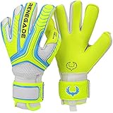 Renegade GK Vulcan Surge Hybrid Cut Level 3 Adult, Boys, Girls Soccer Goalie Gloves & Fingersaves -Youth Goalie Gloves Soccer -Goalie Gloves Size 6 - White, Neon Yellow Goalie Gloves Turf & Grass