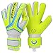Renegade GK Vulcan Surge Goalie Gloves with Pro-Tek Finger Spines | 3.5+3mm Hyper Grip & 4mm Duratek | Neon Yellow & Blue Soccer Goalkeeper Gloves (Size 7, Youth, Roll-Neg Hybrid Cut, Level 3)