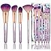 Halo World 10 Pieces Makeup Brushes Vegan and Cruelty Free Foundation Eyeshadow Lip Makeup Brush Set with Leather Bag (Rose Gold)