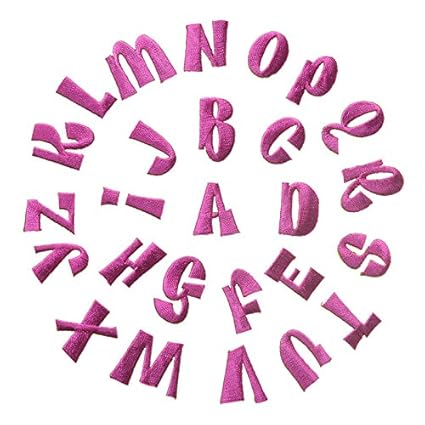 Feelaa 26 Buchstaben Set Kleidung Aufnäher Aufbügler DIY Patch Applikation Stickerei für Jeans, Jacken, Hosen (Pink)
