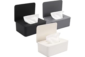 NOVWANG 3 Pack Baby Wipes Dispenser Wipe Holder with Lids, Keeps Wipes Fresh, Refillable Wipes Container with Sealing Design, Bathroom Tissues Wipes Case Box