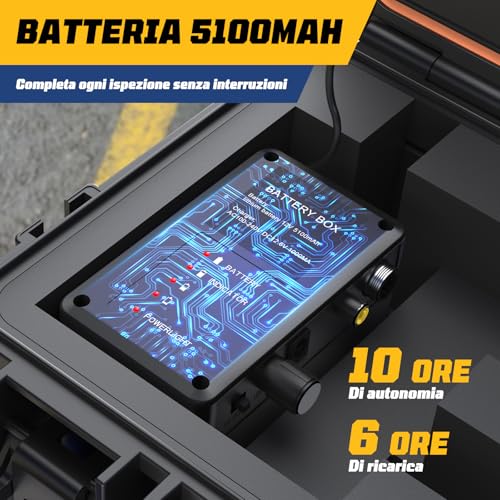 Dnenellr Tube Inspection Camera, 7 mm Thick Cable with Metric Signs, with 512Hz Probe and Auto-Leveling Function 1080P, 9 Inch IPS HD Screen Cable, 32GB DVR, 5100mAh Battery, IP68 (30M)