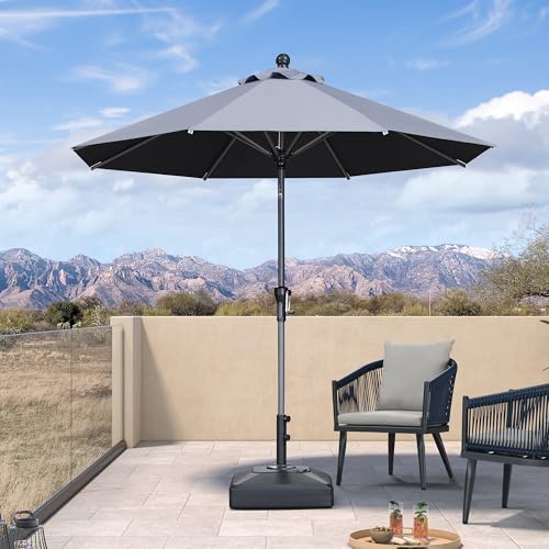 PURPLE LEAF Sonnenschirm 270 cm Mit Kurbel & Knickfunktion UV-Schutz, Grau