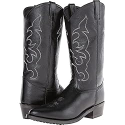 Old West Men's Leather Cowboy Work Boots - Black8.5