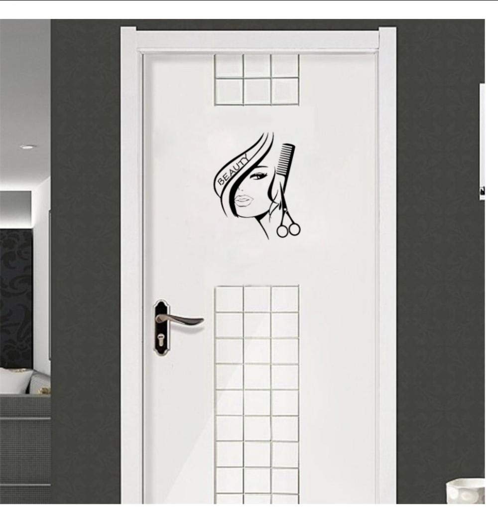Moda Bibi time Beauty Girl Barber Shop Door Sticker Wall Decal ...