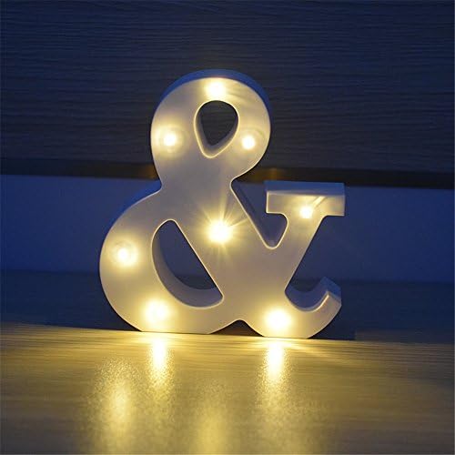 Plastic LED Letter Household Decor Letter Up Height 15 cm/6 inch Alphabet Light Up Sign For Festival Party Wedding Holiday Home Bedroom Decor With 2 X AA Batteries Operated (Letter &)