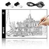 Elfeland A4 LED Ultra-Thin Light Board Tracing Table Pad Portable Stepless Dimmable Brightness Artcraft Light Box USB Power Cable for Artists Drawing Sketching Animation Designing Stencilling