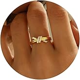 C-leen Gold Rings for Women Non Tarnish, Diamond Twist Love Knot Ring Dainty 18k Real Gold Plated Cubic Zirconiz Knuckle Pinky Thumb Rings Gold Jewelry for Women Gift Size 6-10