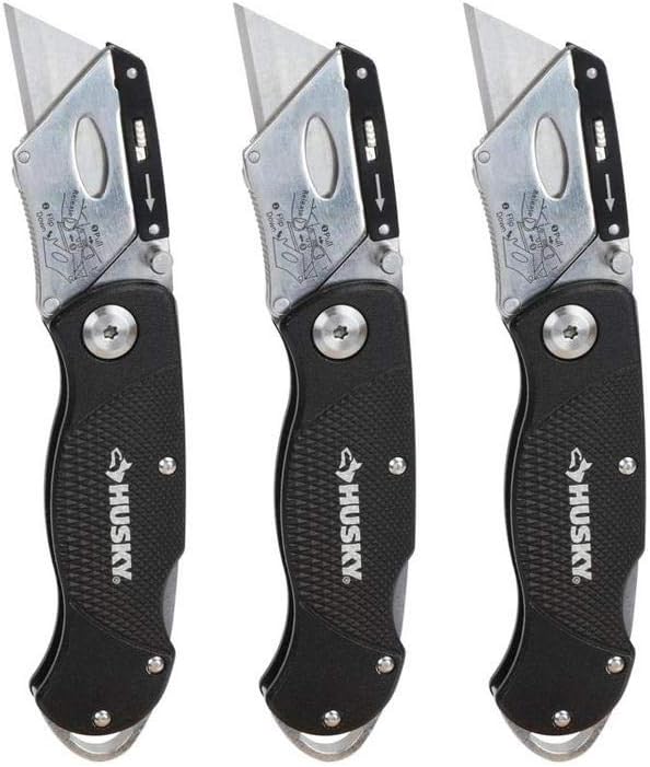 HUSKY 99732 Folding Lock-Back Utility Knife (3-Pack) - - 