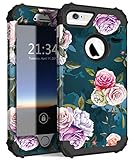 PIXIU iPhone 6 6s case,Three Layer Heavy Duty Shockproof Protective Soft Silicone Hard Plastic Bumper Sturdy Case Cover for iPhone 6 6s 4.7 inch inch Floral