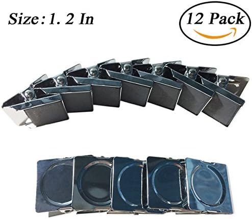RJHome Square Magnetic Metal Clip Memo Note Metal Clips for Refrigerator Whiteboard Wall (1.2 Inch-12 Pack)