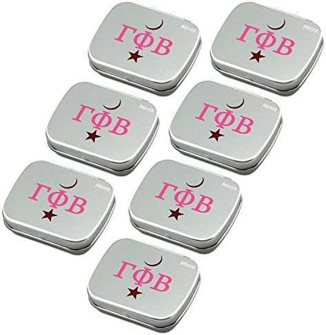Gamma Phi Beta Sugar-Free Peppermint Breath Mints with Decorative Tin (7-Pack of small 18.43 g tins).Great sorority gifts for Big Little Sister, Valentines, gift bags, stocking stuffers—by Worthy.