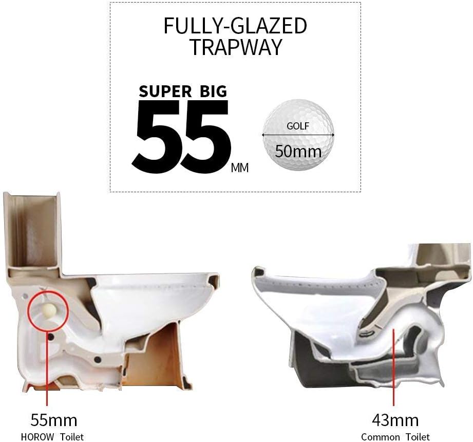 HOROW HWMT-8733/HT1000 Small 1-Piece Toilet Short Compact Bathroom Tiny Mini Commode Water Closet Dual Flush Concealed Trapway Seat Included - - 
