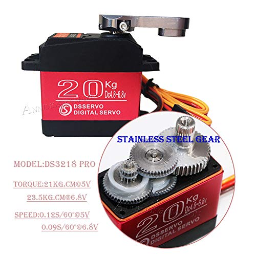ANNIMOS Digital Servo 23.5KG/0.09S Stainless Steel Gear High Speed Waterproof Standard Baja Servos for 1:10 1:8 Scale RC Cars DS3218PRO -180 Degrees