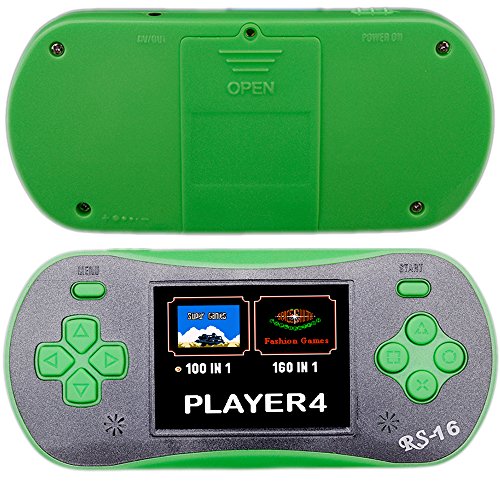 JJFUN RS-16 Handheld Game Console for Kids, 2.5" 12-Bit LCD Portable Video Games Device, Pocket Handhold Game Player with 260 Interesting Games –Green