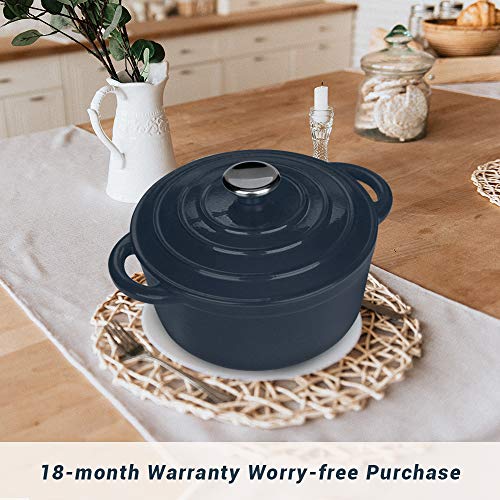 AIDEA Dutch Oven Enameled Cast Iron Round, Bread Baking Pot with Lid
