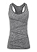 DISBEST Sports Tank Top, Women's Performance Stretch Quick Dry Yoga Workout Runing Top Vest with Removeable Pads,Grey,L/US 8